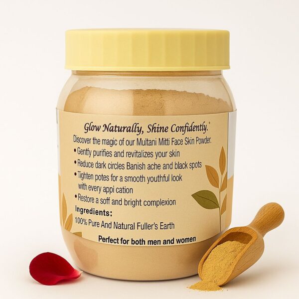 Indora Organic Multani Mitti Powder Face Pack for Glowing Skin, Acne & Oil Control | 300g - Image 2