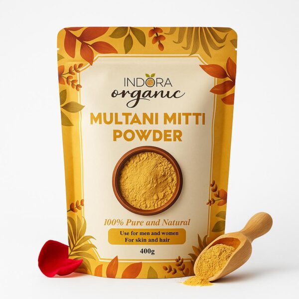 Indora Organic Multani Mitti Powder Face Pack | 100% Pure Fuller's Earth – 400g