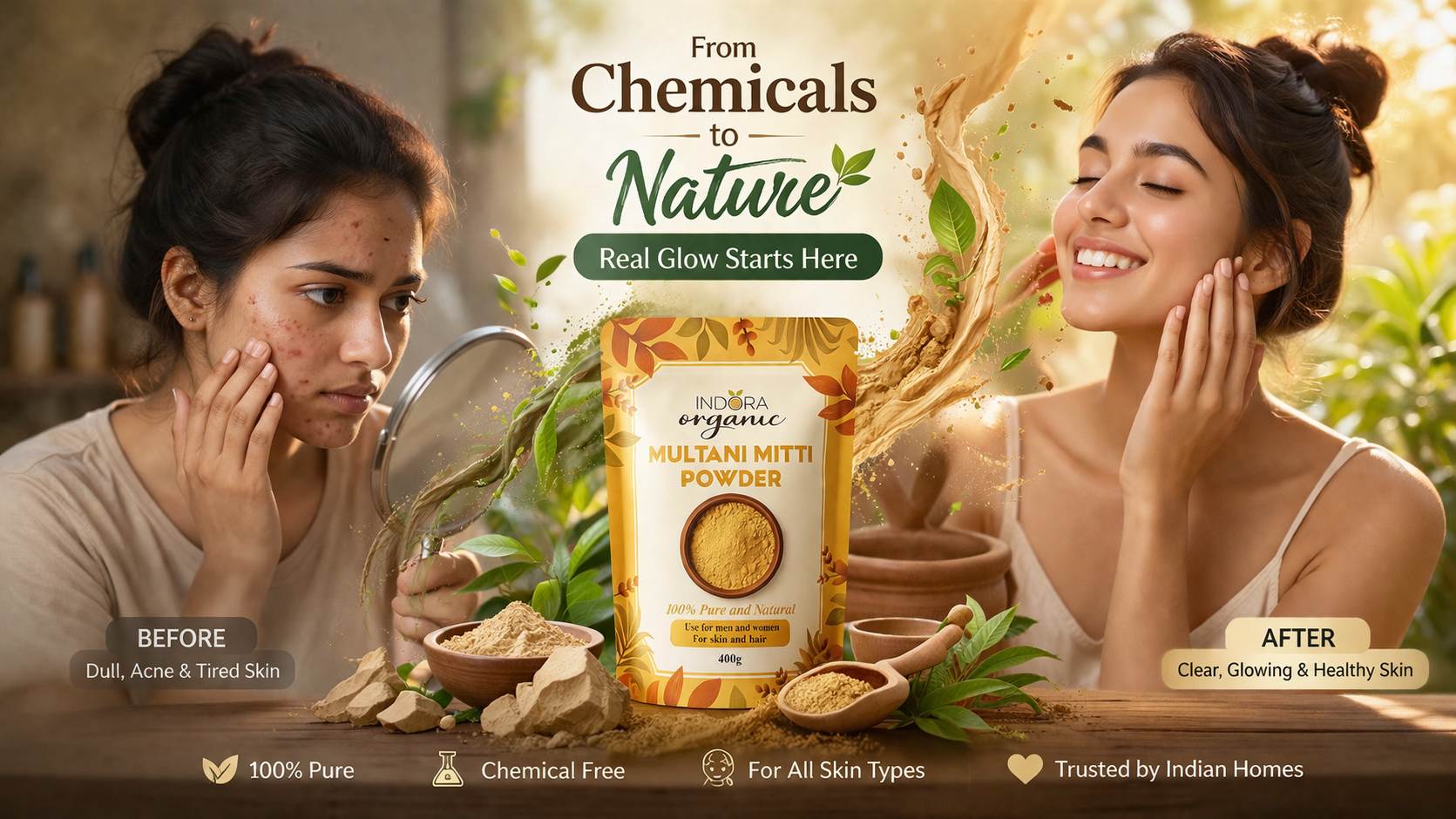 indora organic hero section